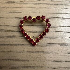 Vintage Heart Ruby Red Brooch